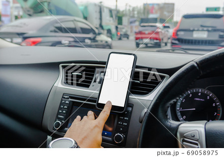 smart phone in car. 69058975