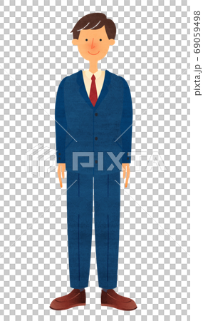 穿著西裝站在一個微笑的年輕人 69059498