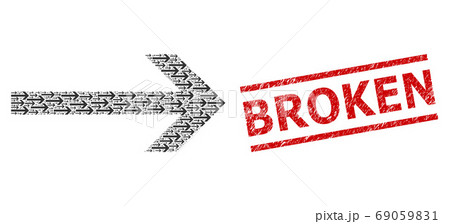 Arrow Right Recursion Composition of Arrow Right Icons and Scratched Broken Seal Stamp 69059831
