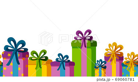 Horizontal seamless pattern with present boxes. Design for holyday banners. Vector illustration Horizontal seamless pattern with present boxes. Design for holyday banners. Vector illustration 69060781