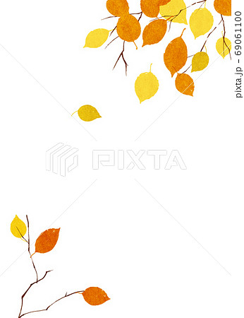 背景素材 水彩テクスチャー 枯葉 秋のイラスト素材