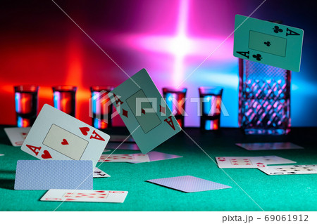Cards fall on a casino table . Concept of gambling. 69061912