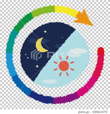 24 hours morning and night Hand-drawn style image illustration (rainbow arrow) 24 hours morning and night Hand-drawn style image illustration (rainbow arrow) 69061979
