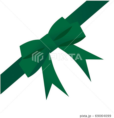 コーナー用の緑色のリボンのイラスト素材