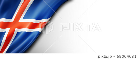 Icelandic flag isolated on white banner Icelandic flag isolated on white banner 69064631