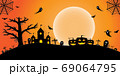 Halloween Night Concept Vector.paper art style. 69064795