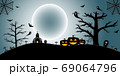Halloween Night Concept Vector.paper art style. 69064796