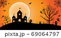 Halloween Night Concept Vector.paper art style. 69064797