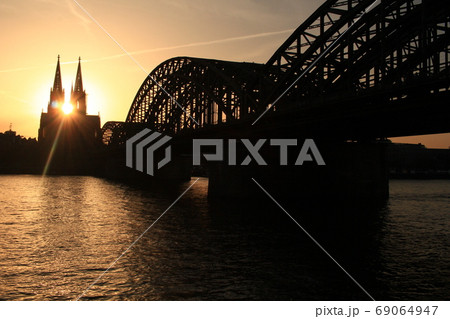Cologne Koln Germany during sunset, Cologne bridge with cathedral Cologne Koln Germany during sunset, Cologne bridge with cathedral 69064947