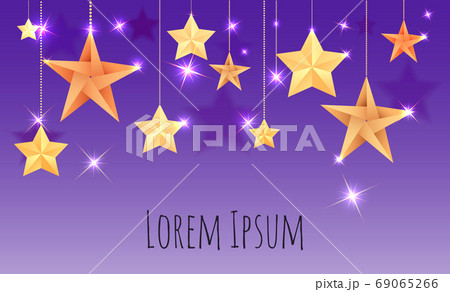 Postcard with origami stars, sparks Postcard with origami stars, sparks 69065266