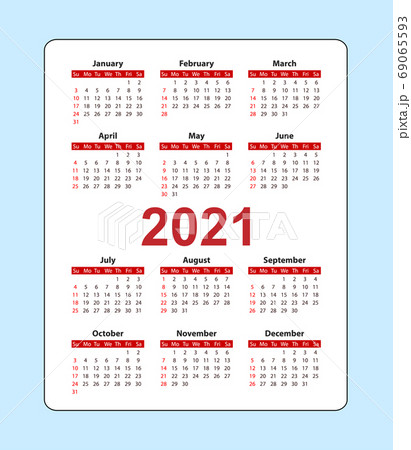 Vertical Pocket Calendar 2021 year. Week starts from Sunday. 69065593