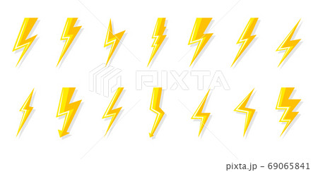 Yellow lightning bolt icon flash power vector set Yellow lightning bolt icon flash power vector set 69065841