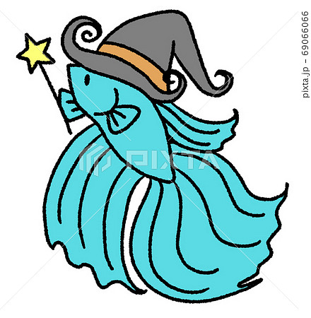 ハロウィンの仮装をしたベタ 水色 のイラスト素材 ハロウィンの仮装をしたベタ 水色 のイラスト素材