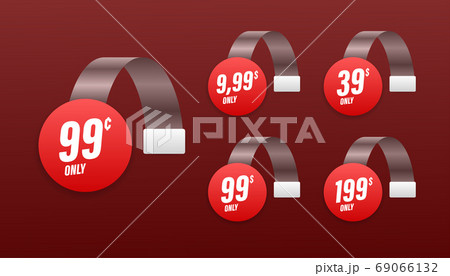 Discount sticker. Template with 99 only. Vector template design. Sale, price tag. Sale banner badge. Special offer price sign. Vector stock illustration. 69066132
