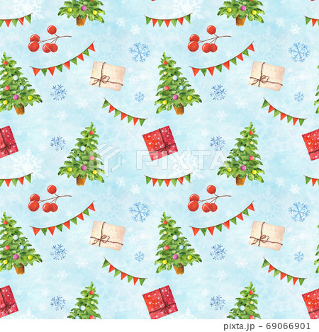 Watercolor Christmas seamless pattern Watercolor Christmas seamless pattern 69066901