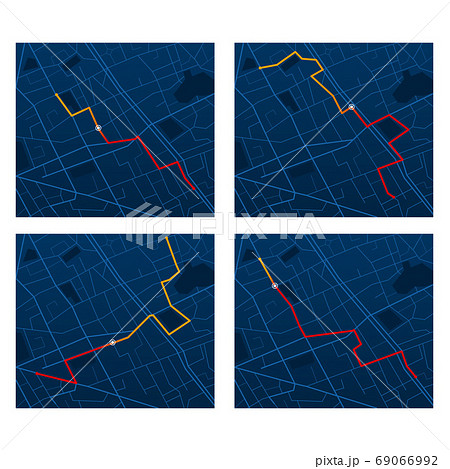 Cartoon Route Dashboard and City Map Concept Set. Vector 69066992