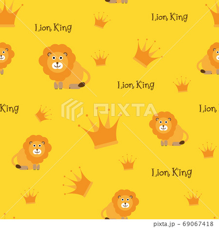 Lion King. Cute Children theme. Seamless background pattern. Vector illustration Lion King. Cute Children theme. Seamless background pattern. Vector illustration 69067418