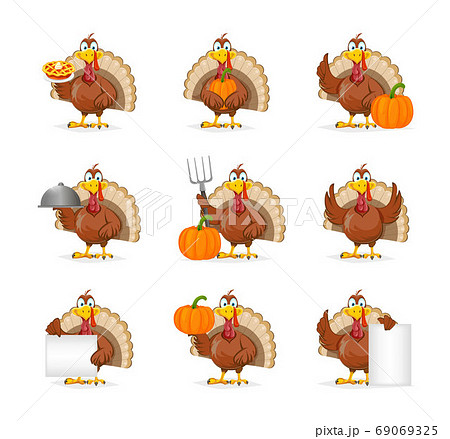 Happy Thanksgiving Day Funny Turkey Birdのイラスト素材 Happy Thanksgiving Day Funny Turkey Birdのイラスト素材