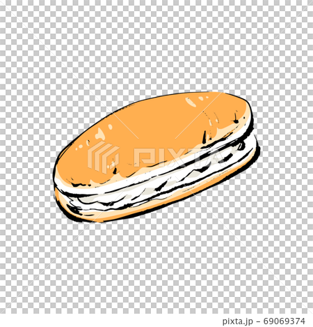 手書きラフスケッチ クリーム入りコッペパンのイラスト素材