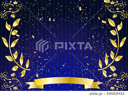 月桂樹　クラウンフレーム　紙吹雪　ストライプ背景 69069483