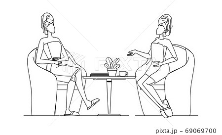 Women Wearing Bathrobe And Towel On Head Vector 69069700