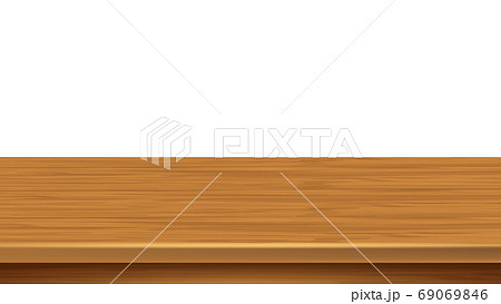 Wooden Shelf Empty Bookshelf Space Surface Vector 69069846