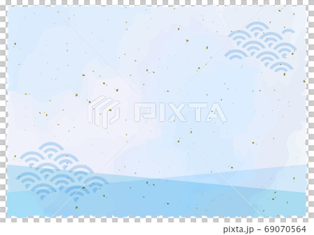 波模様の和紙風の背景 69070564