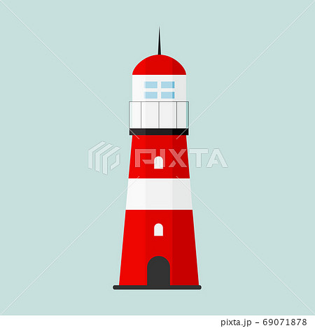 Searchlight Lighthouse towers for marine navigation of ships icon. Vector Illustration 69071878