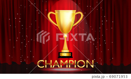 Champion Background with Winner trophy gold cup. Vector Illustration 69071953