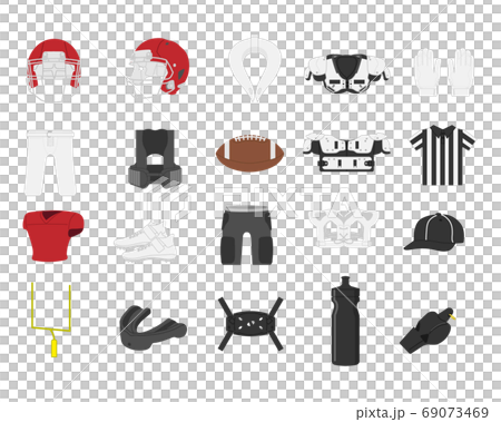 アメリカンフットボールイラスト道具セット素材 アメリカンフットボールイラスト道具セット素材 69073469