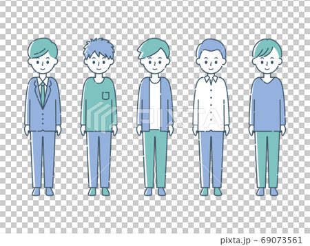 微笑む5人の男性のイラスト素材