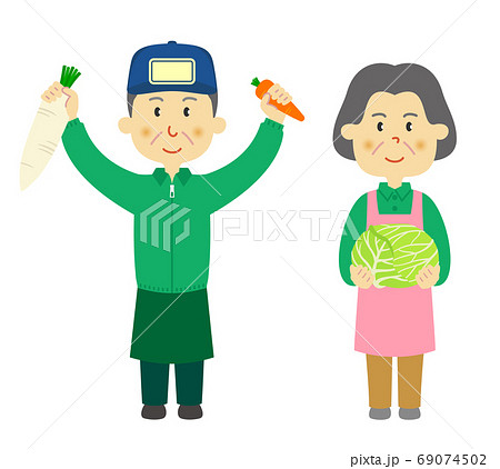 人物 八百屋 男女のイラストのイラスト素材