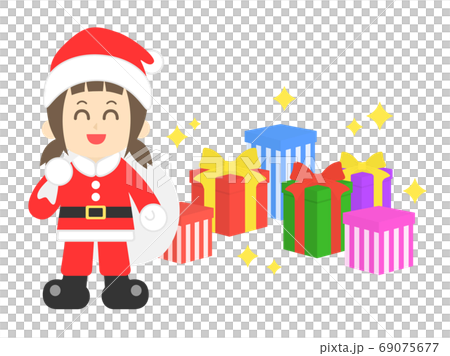 女の子のサンタクロースのイラスト 69075677