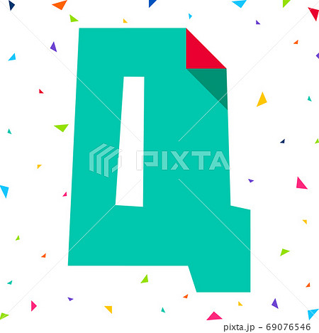 Colored Font, letter cut from colored paper with bent angle, uppercase Colored Font, letter cut from colored paper with bent angle, uppercase 69076546