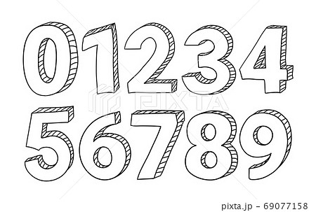 Set of hand drawn vector numbers isolated on white background Set of hand drawn vector numbers isolated on white background 69077158