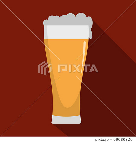 Glass of beverage icon, flat style. 69080326