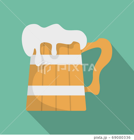 Big beer mug icon, flat style. Big beer mug icon, flat style. 69080336
