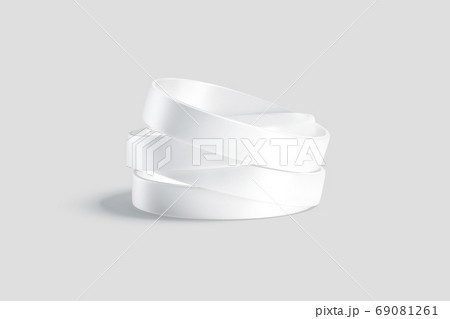 Blank White Silicone Wristband Stack Mockup のイラスト素材