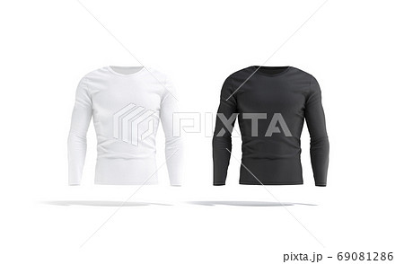Blank black and white longsleeve t-shirt mockup set, front view Blank black and white longsleeve t-shirt mockup set, front view 69081286