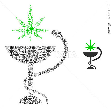 Cannabis Medical Bowl Mosaic Of Self Itemsのイラスト素材