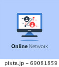 Online network, computer monitor, internet portal, people connection, distant work 69081859