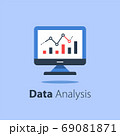 Online analytics, computer monitor and diagram, web statistic, internet big data 69081871