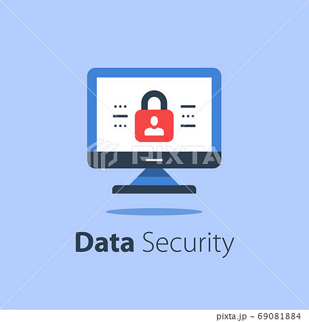 Online security, computer monitor and padlock, safe internet access, antivirus software Online security, computer monitor and padlock, safe internet access, antivirus software 69081884