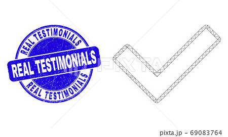 Blue Scratched Real Testimonials Stamp and Web Carcass Validated Tick Blue Scratched Real Testimonials Stamp and Web Carcass Validated Tick 69083764