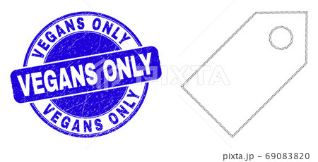Blue Distress Vegans Only Stamp and Web Mesh Tag 69083820