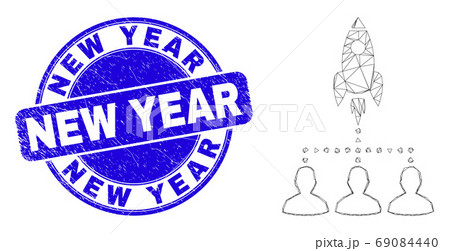 Blue Scratched New Year Stamp and Web Carcass Rocket Startup Group Blue Scratched New Year Stamp and Web Carcass Rocket Startup Group 69084440