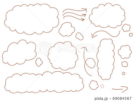 鉛筆風もくもくふきだし 矢印セットのイラスト素材