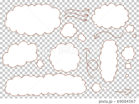 鉛筆風もくもくふきだし 矢印セットのイラスト素材