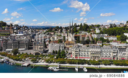 City of Lucerne in Switzerland on a sunny day - aerial view 69084886