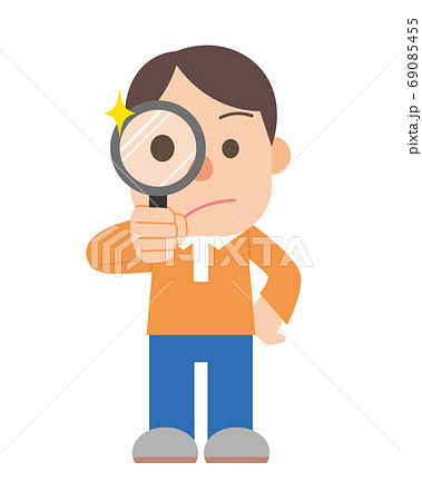 虫眼鏡で探す男性のイラスト素材